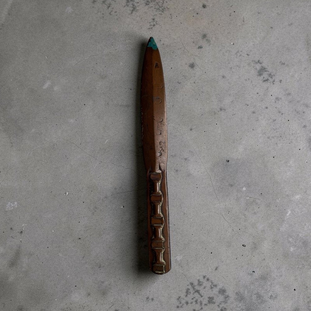 Antique Vintage Cast brass or bronze,letter opener,paper knife-Raised handle
